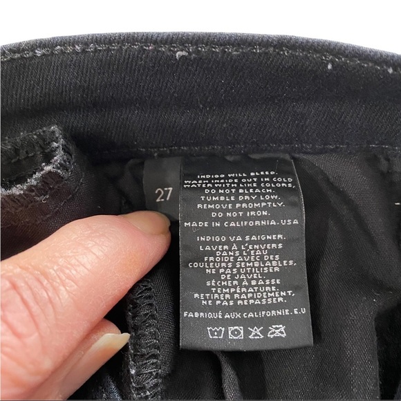 J Brand Super Skinny Blackout Black Denim Mid-Rise Destroyed Jeans Women’s 27x30 - Picture 11 of 12